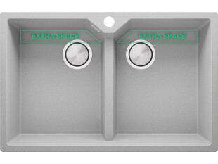 Küchenspüle aus Granit 2 Becken ohne Abtropffläche mit großen Becken XL Madrid 80 Twin