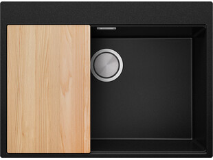 Küchenspüle aus Granit ohne Abtropffläche mit großem Becken XXL Oslo 70 Top + Gratisgeschenk
