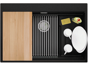 Küchenspüle aus Granit ohne Abtropffläche mit großem Becken MAX Oslo 60 Level + Gratisgeschenk