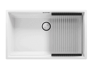 Küchenspüle aus Granit ohne Abtropffläche mit großem Becken XXL Prag 80 Level Slim + Gratisgeschenk