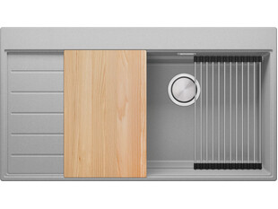Küchenspüle aus Granit mit Abtropffläche und breitem Becken Sydney 900-60 Ergo Multilevel + Gratisgeschenk