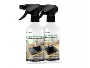 Set: Imprägniermittel und Produkt zur Pflege für Granitspülen Blackline